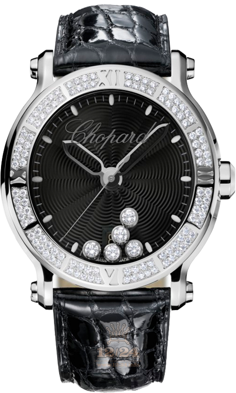 Chopard Happy Diamonds Watch 288525-3006 42 mm Stainless steel Case Black Dial