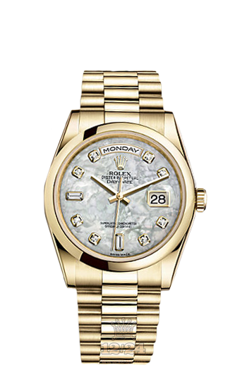 Rolex Day-Date Watch 118208-0061 36 mm Yellow gold Case White Dial