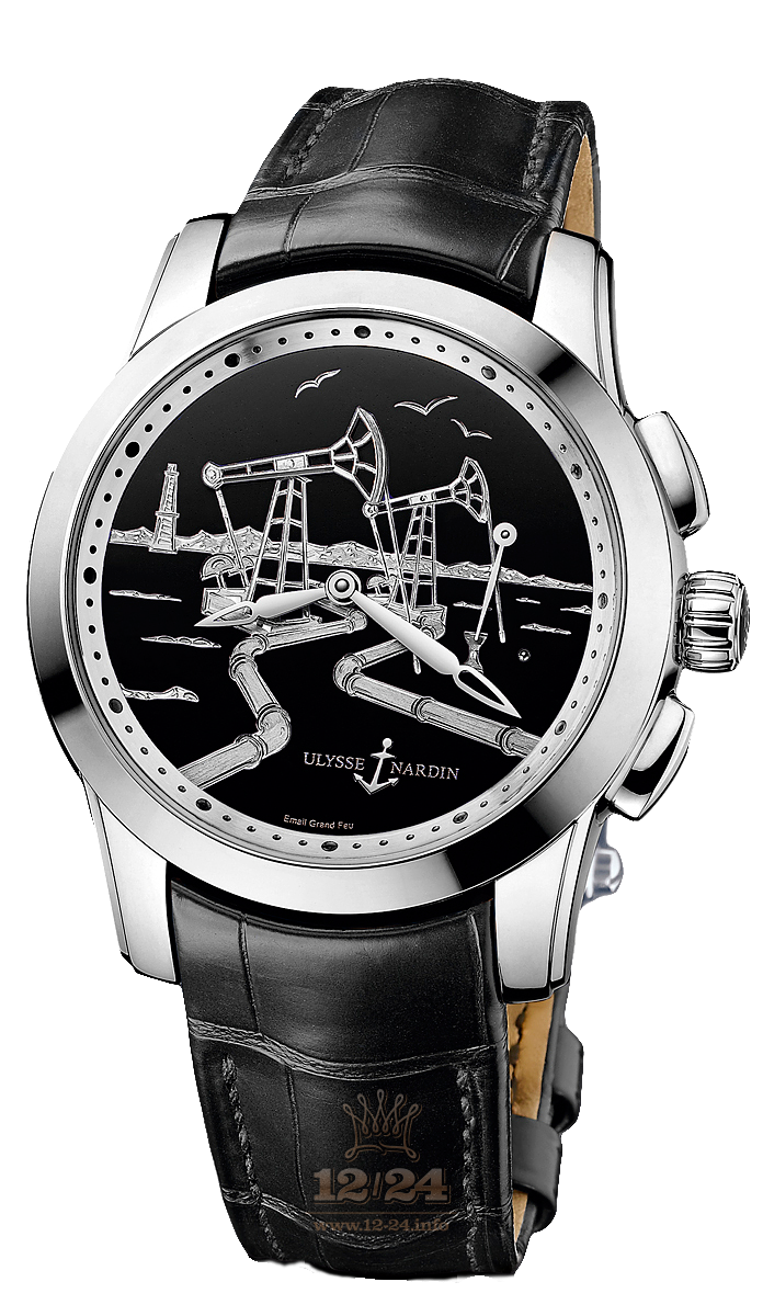 Ulysse Nardin Classic Watch 6109-131/E2-OIL 43 mm Platinum Case Black Dial