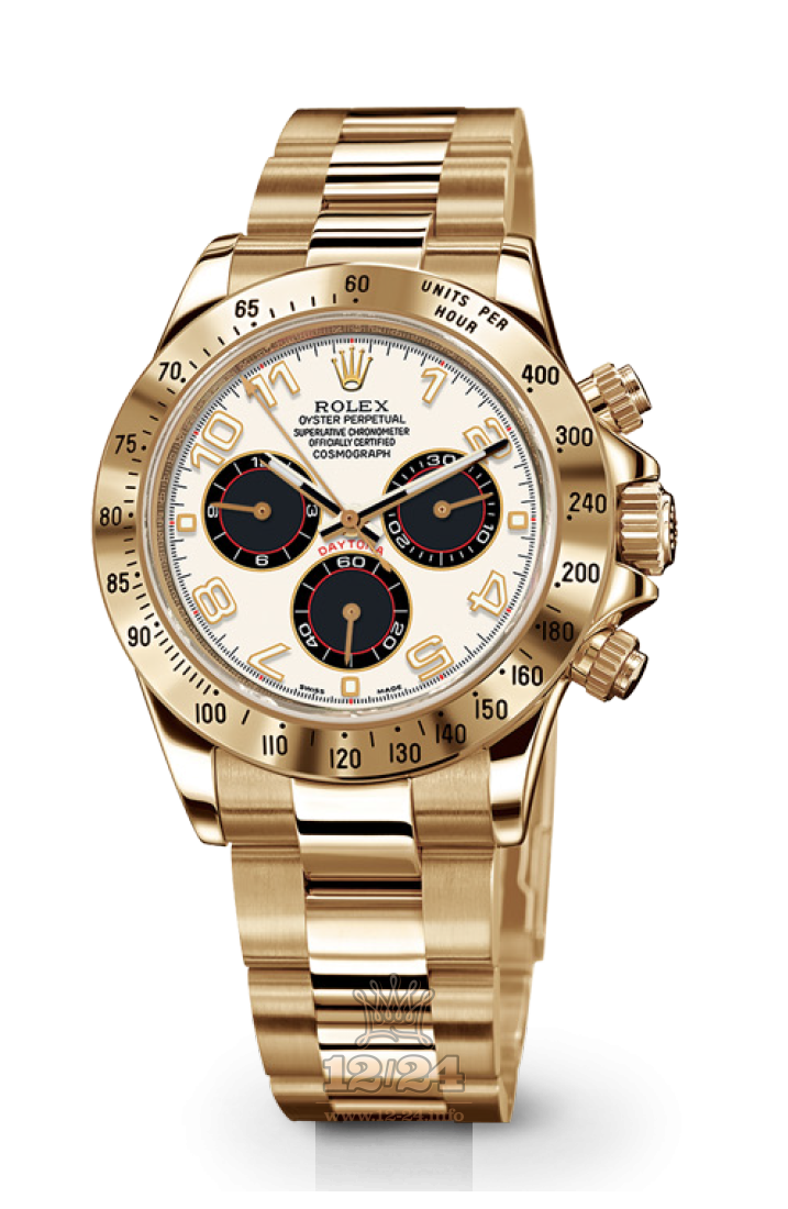Rolex Cosmograph Daytona Watch 116528-0038 40 mm Yellow gold Case White Black Dial