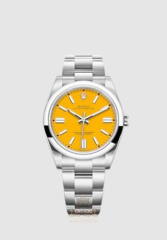 Rolex Oyster Perpetual Watch 124300-0004 41 mm Stainless steel Case Yellow Dial