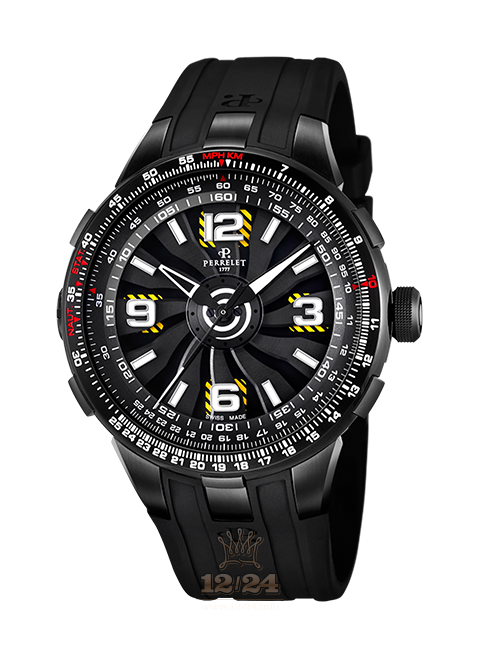 Perrelet Turbine Watch A1086/1 48 mm Stainless steel PVD coating Case Black Dial
