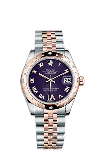 Rolex Lady-Datejust Watch 178341-0008 31 mm Steel / Pink gold Case Purple Dial