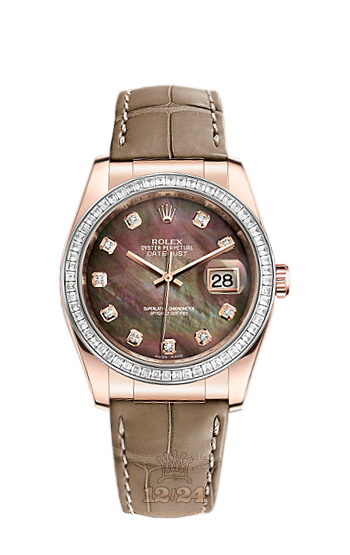 Rolex Datejust Watch 116185bbr-0008 36 mm Pink gold Case Black Dial