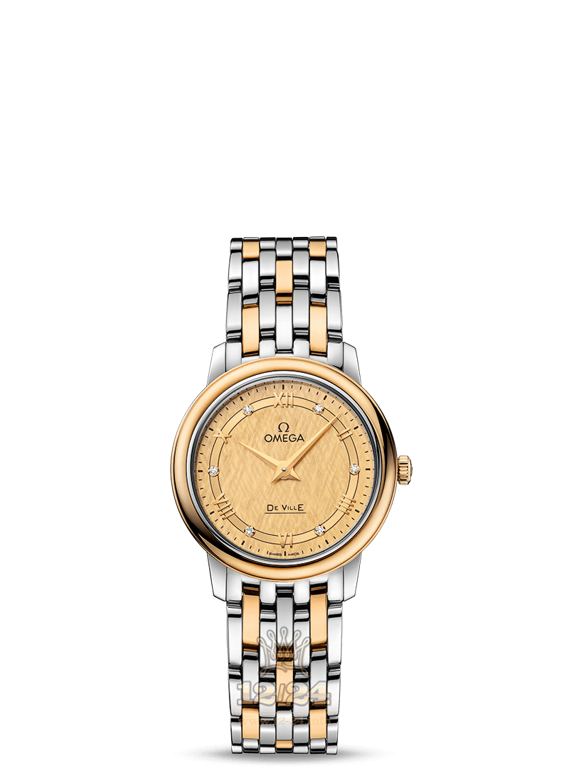 Omega Prestige Watch 424.20.27.60.58.004 27 mm Steel / Yellow gold Case Golden Dial