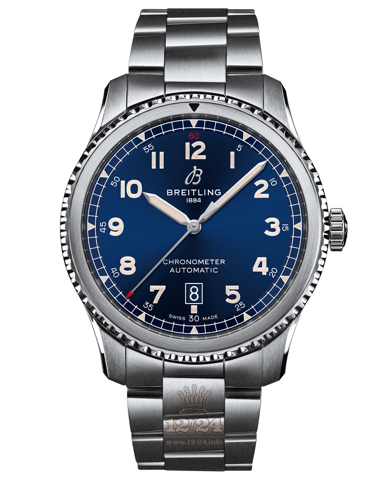 Breitling Classic AVI Watch A17315101C1A1 41 mm Stainless steel Case Dark blue Dial